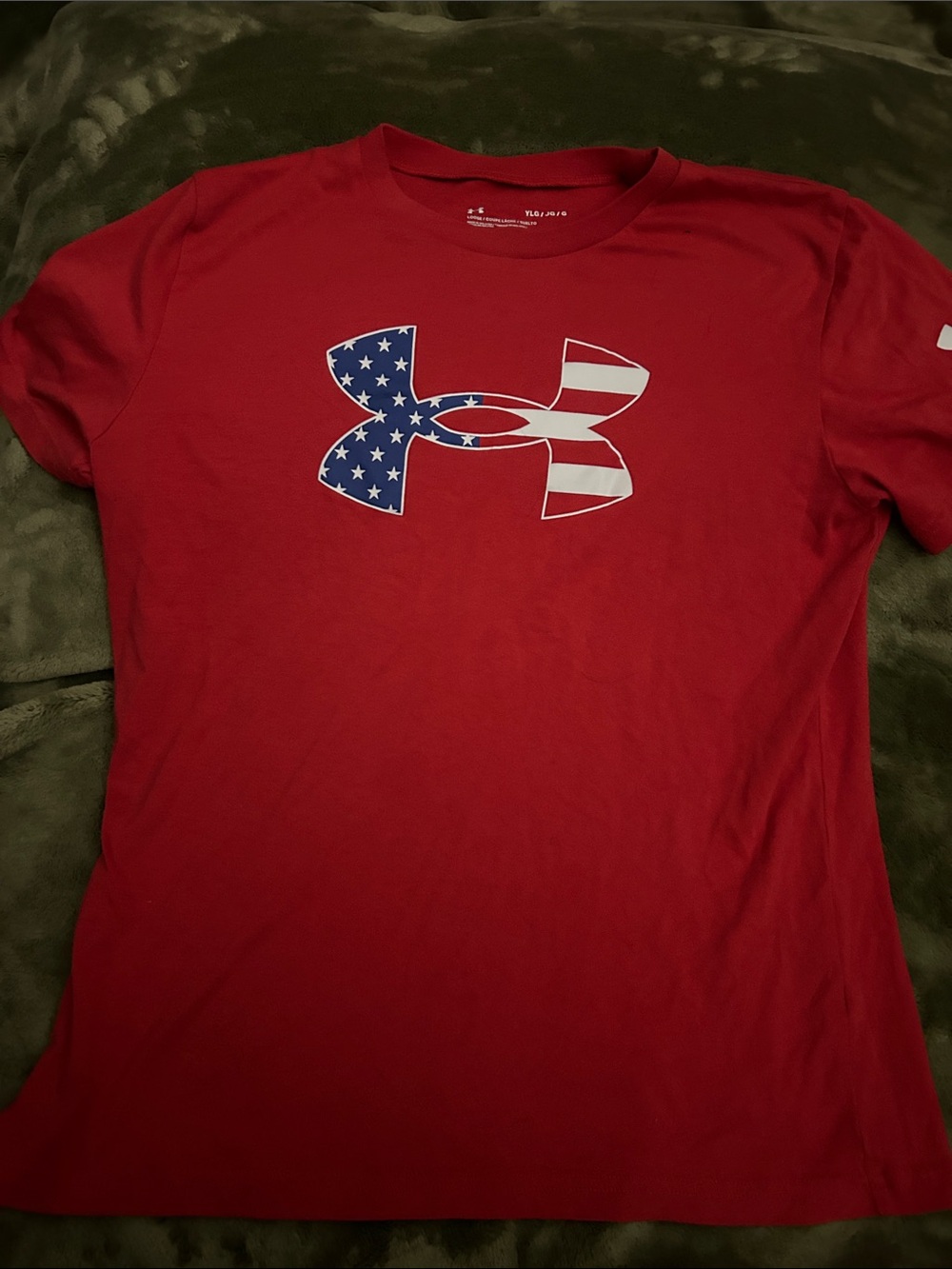 Under Armour Red Tee with American Flag Logo
